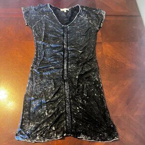 Womens Black Ruched Tie-Dye Stretch Mini Dress By Promesa NEW